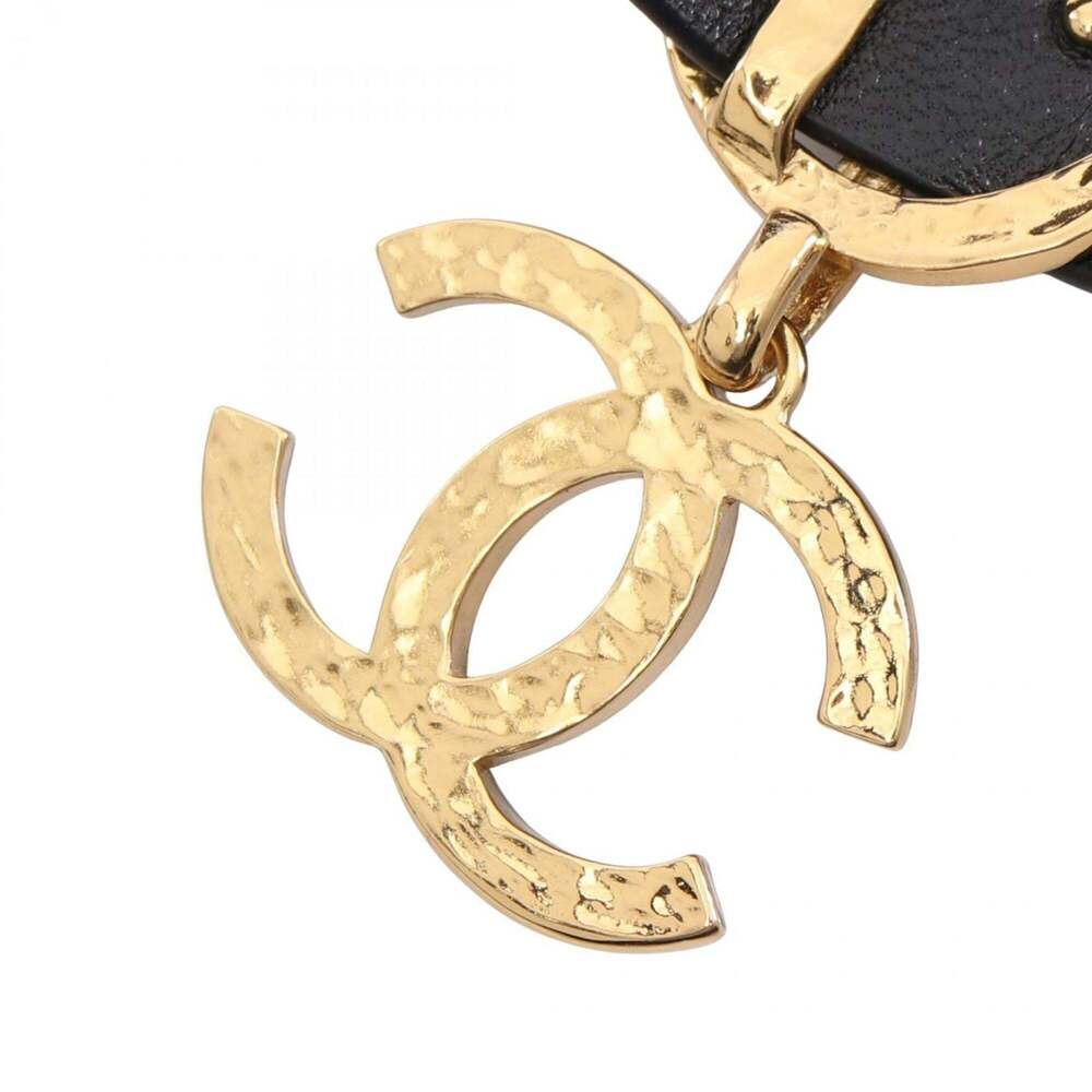 CHANEL Authentic Black Leather Logo Necklace - Picture 2 of 7